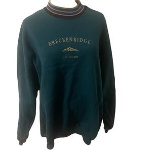 Vintage Breckenridge Green Crewneck Sweatshirt with Mountain Design Size XL RARE